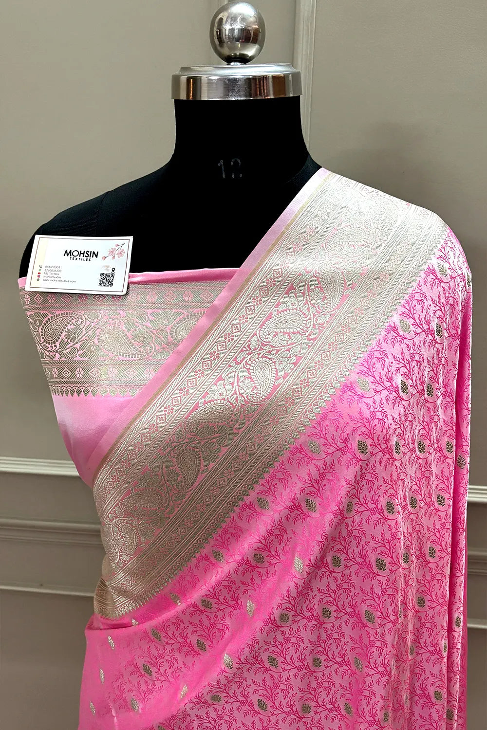 Pink Zari Katan Silk Banarasi Saree