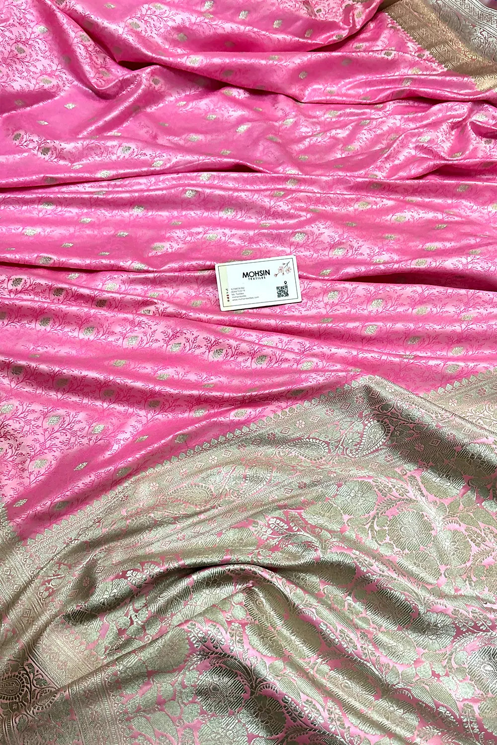 Pink Zari Katan Silk Banarasi Saree
