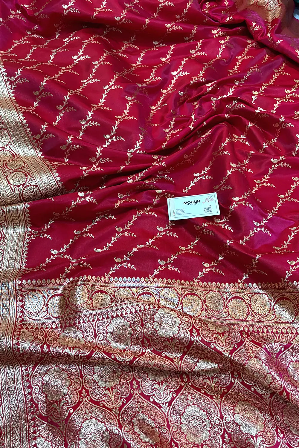 Pink Zari Katan Silk Banarasi Saree