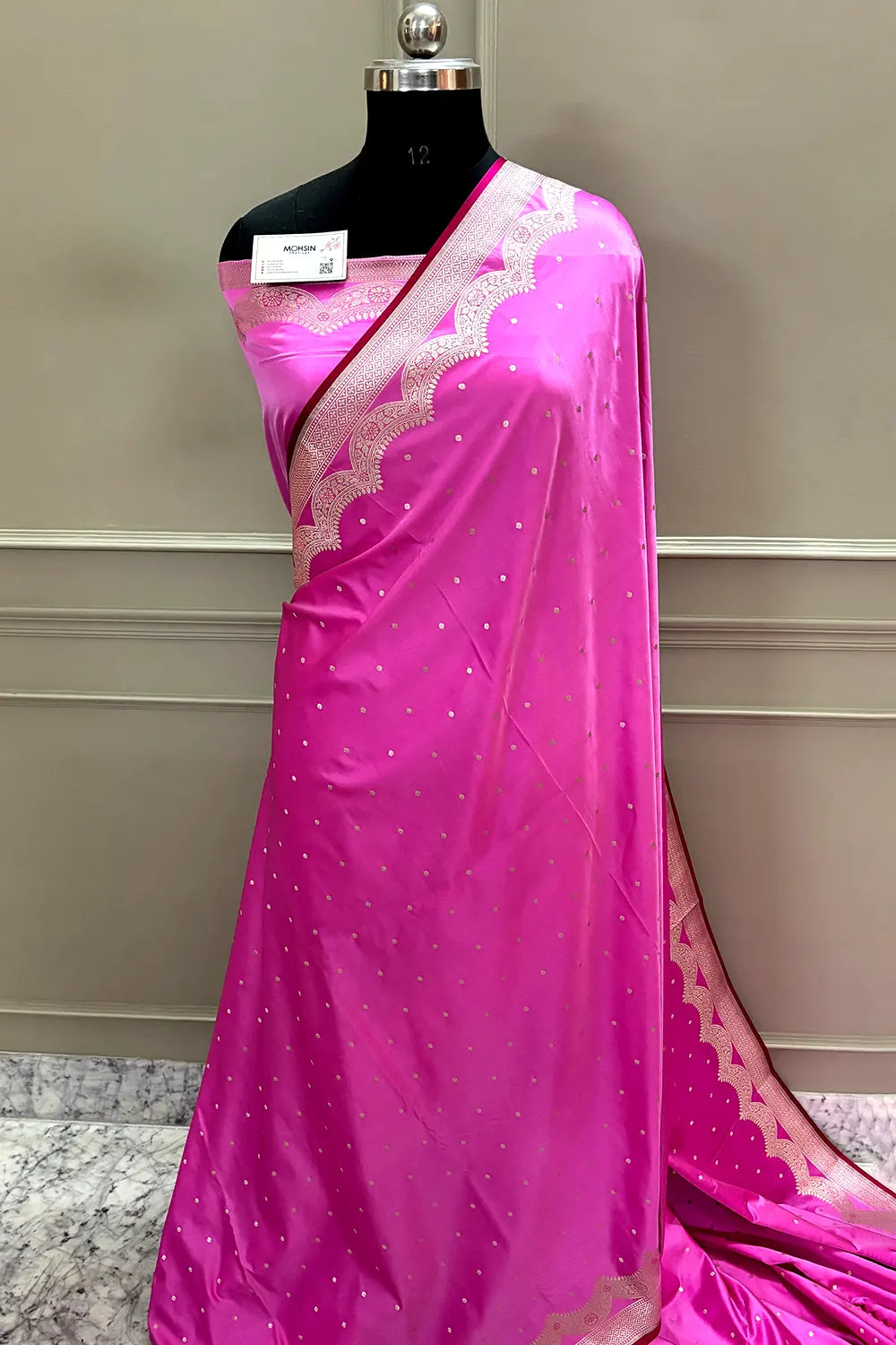 Pink Zari Katan Silk Banarasi Saree