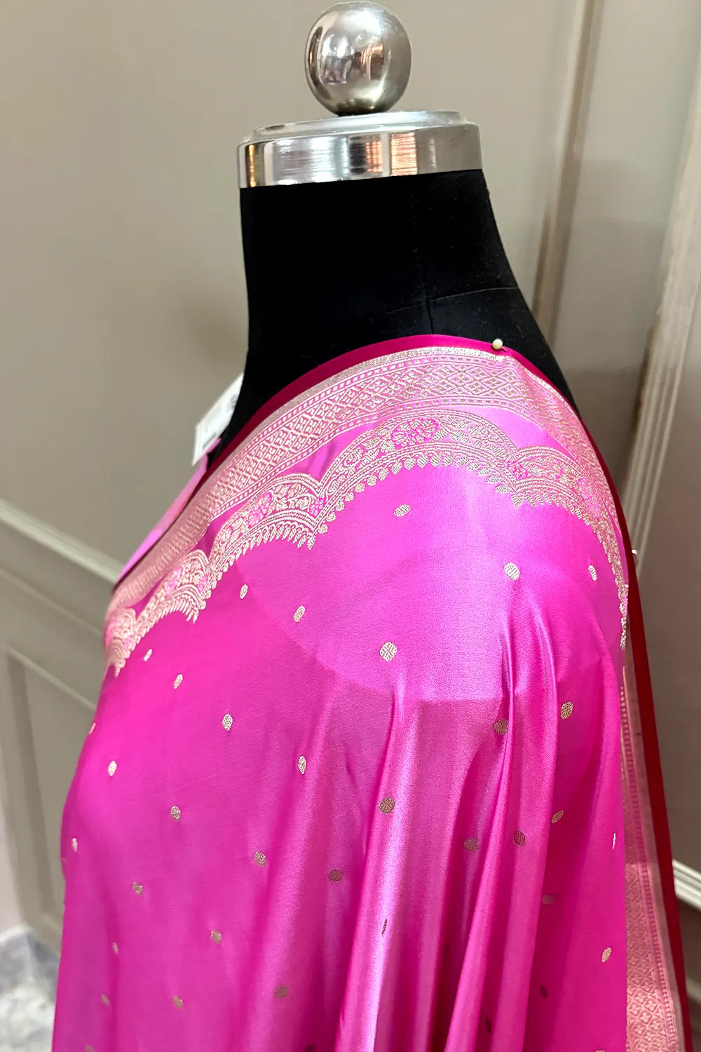 Pink Zari Katan Silk Banarasi Saree