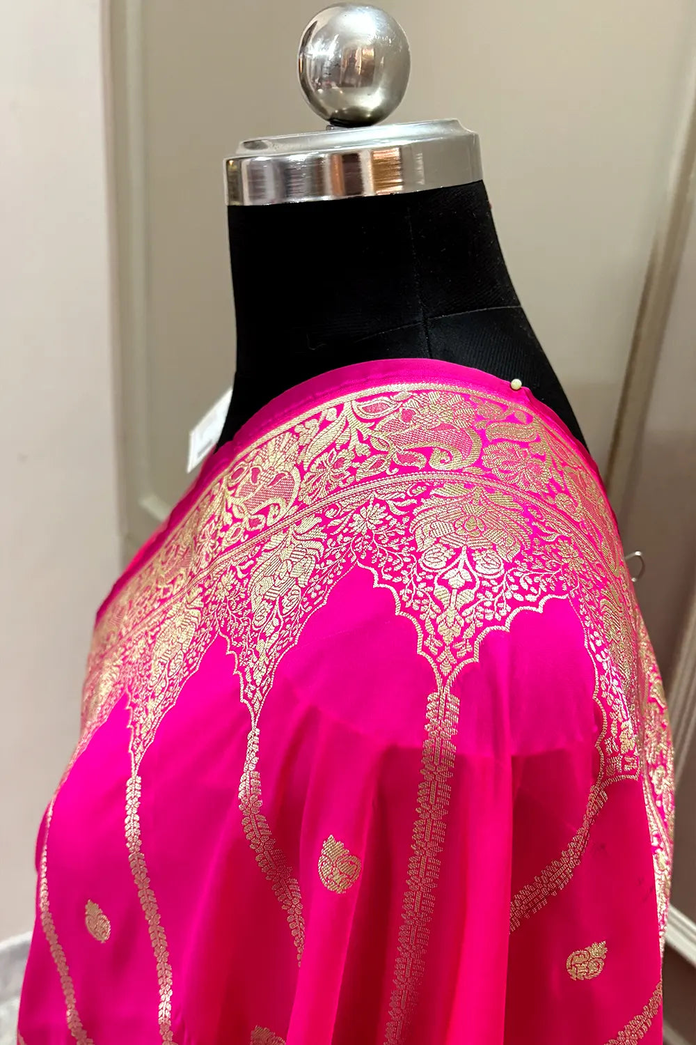 Pink Zari Katan Silk Banarasi Saree