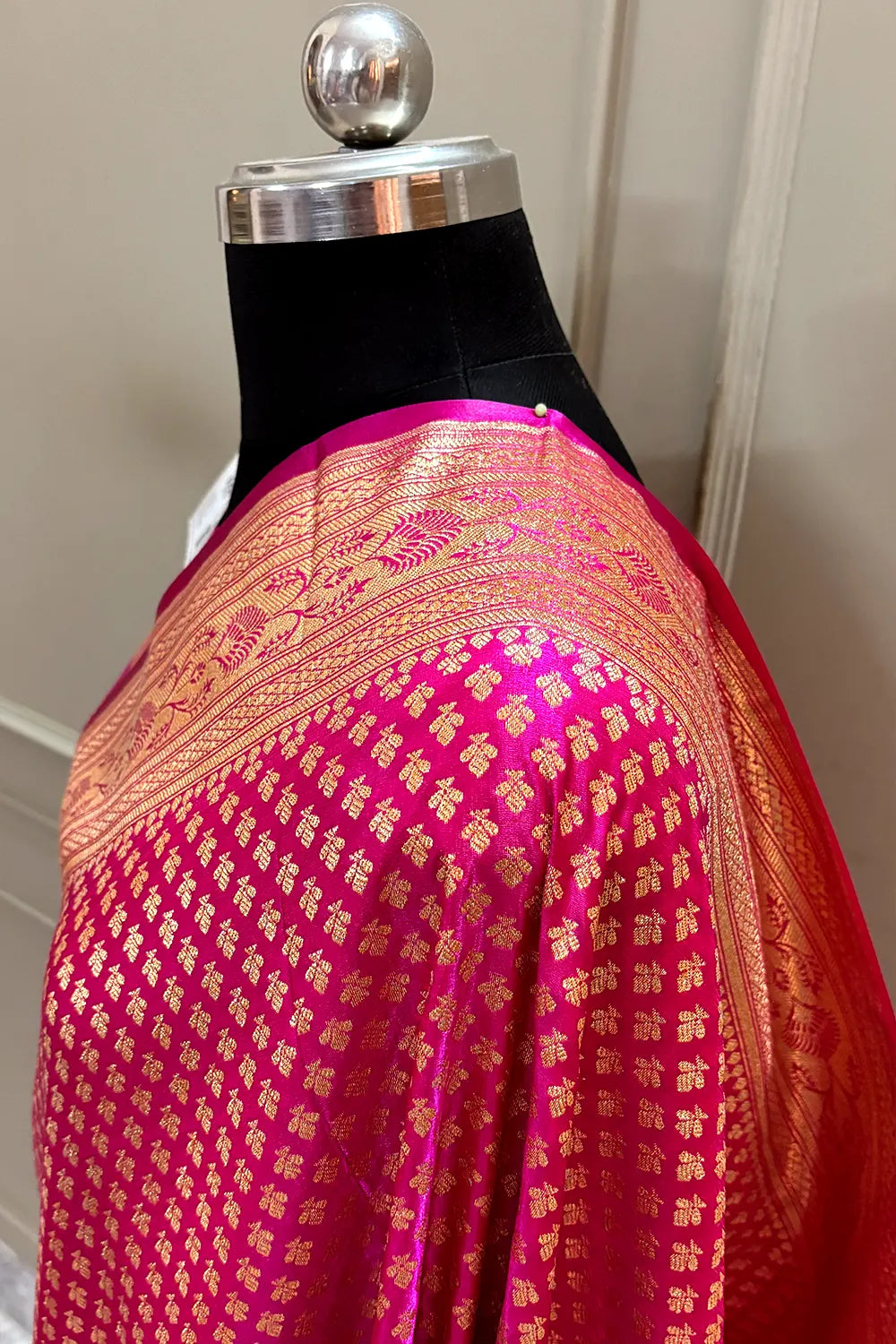 Pink Zari Katan Silk Banarasi Saree
