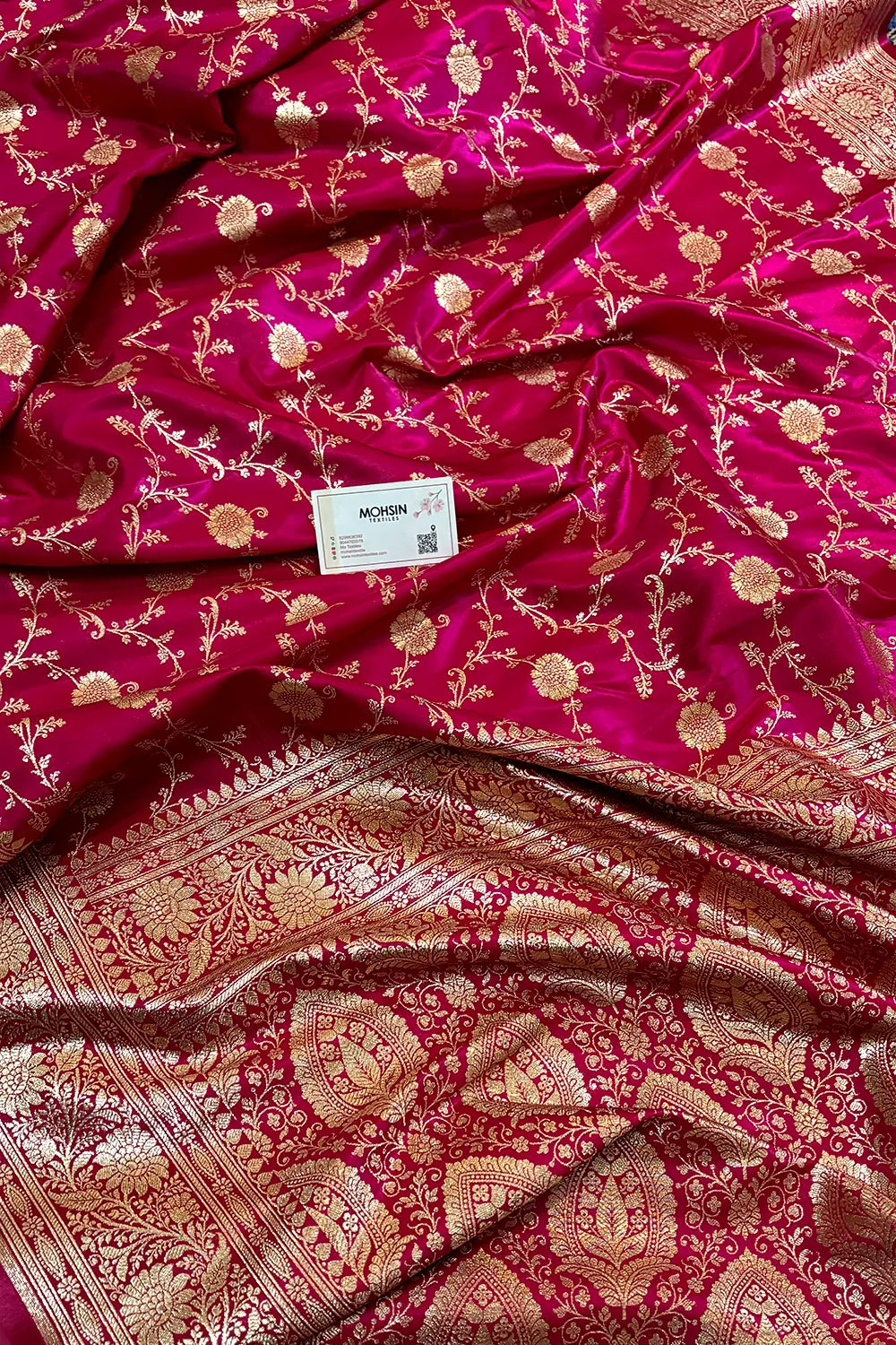 Pink Zari Katan Silk Banarasi Saree