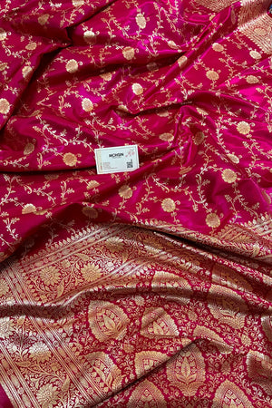 Pink Zari Katan Silk Banarasi Saree