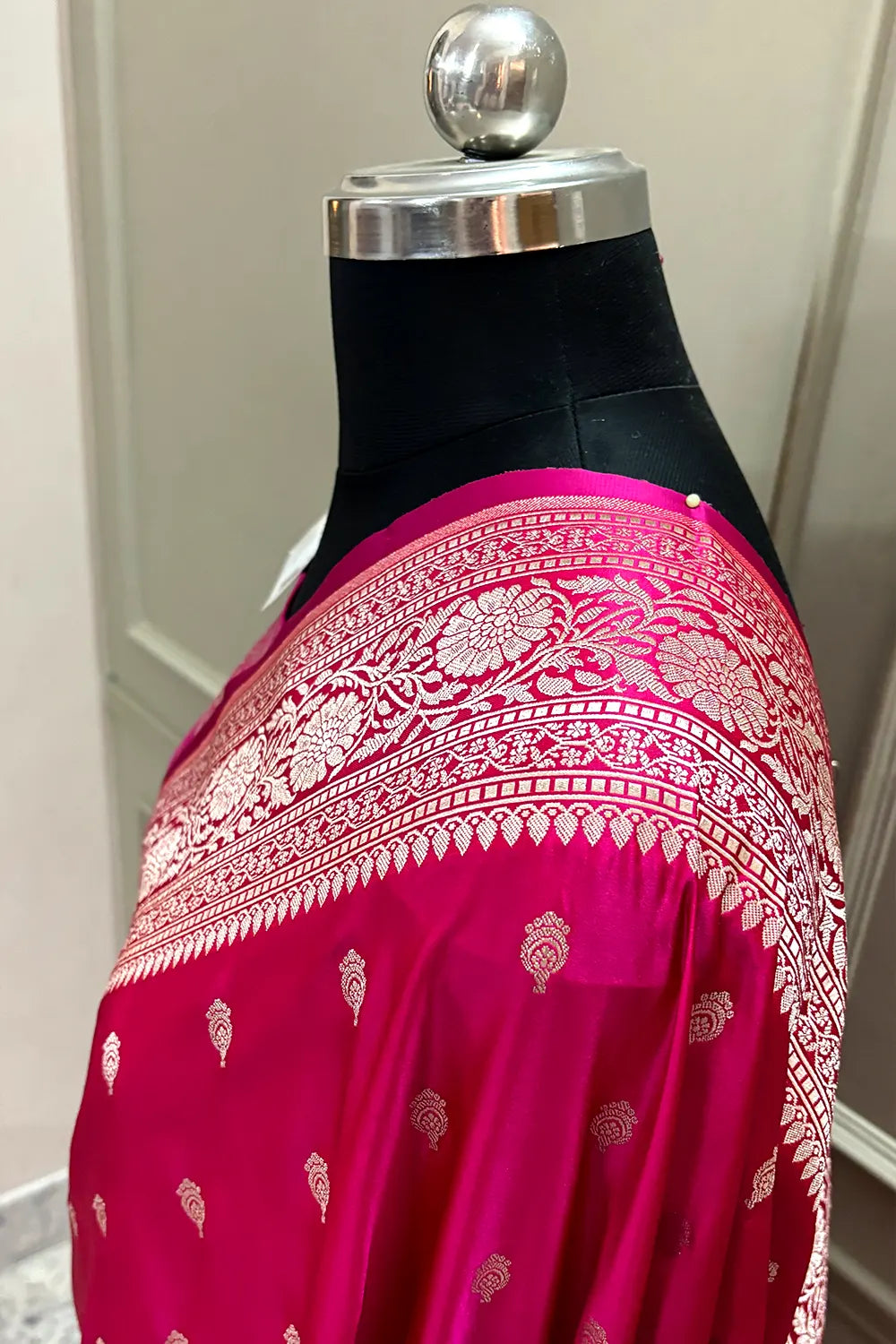 Pink Zari Katan Silk Banarasi Saree