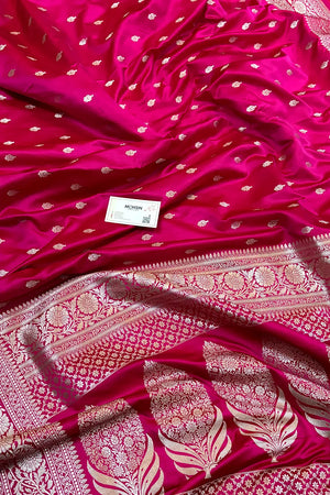 Pink Zari Katan Silk Banarasi Saree