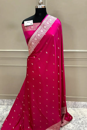 Pink Zari Katan Silk Banarasi Saree