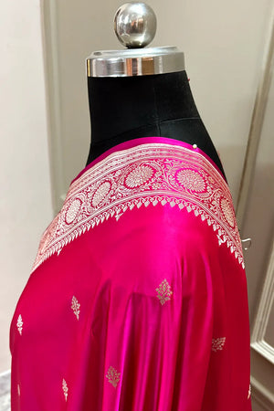 Pink Zari Katan Silk Banarasi Saree