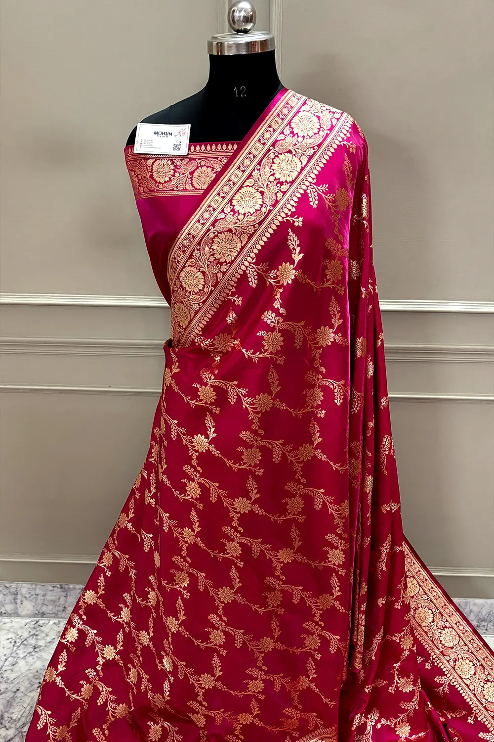 Pink Zari Katan Satin Silk Banarasi Saree