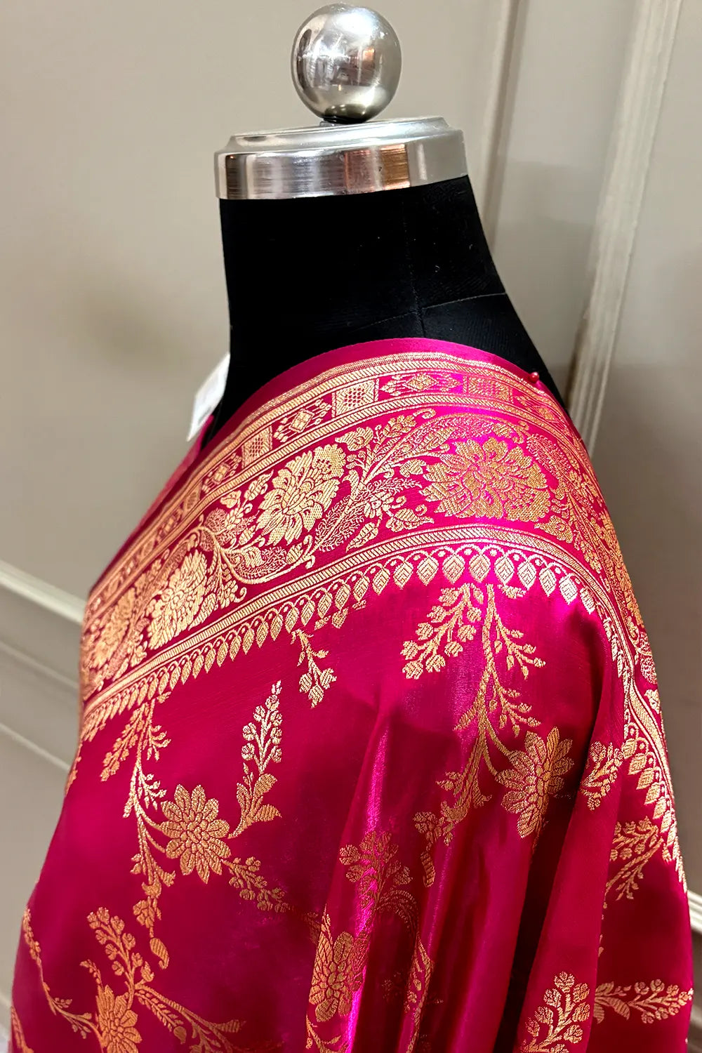 Pink Zari Katan Satin Silk Banarasi Saree