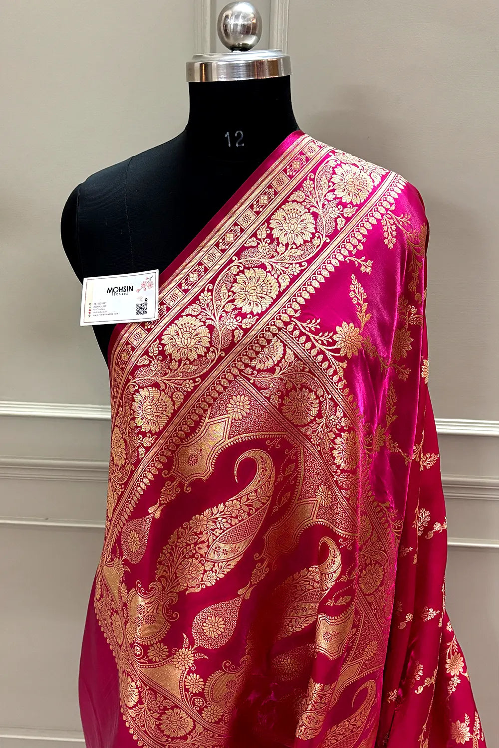 Pink Zari Katan Satin Silk Banarasi Saree