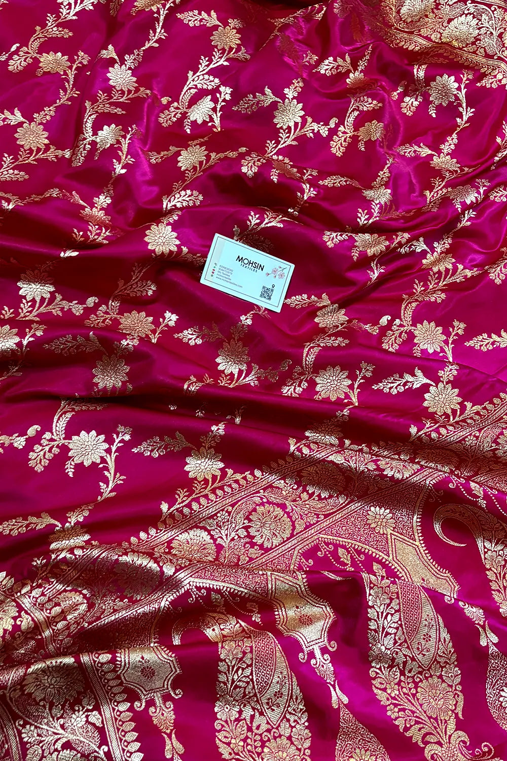 Pink Zari Katan Satin Silk Banarasi Saree