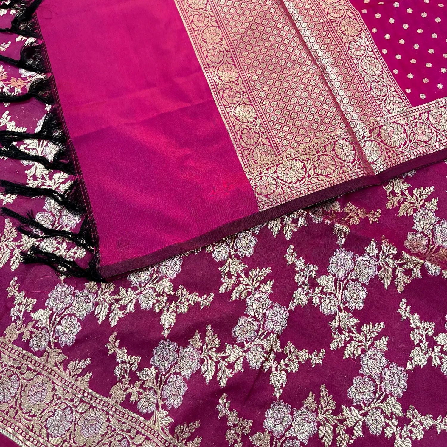 Pink Zari Katan Silk Banarasi Suit