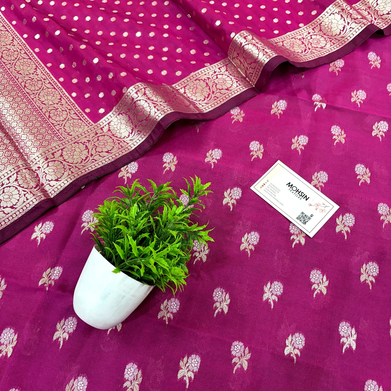 Pink Zari Katan Silk Banarasi Suit