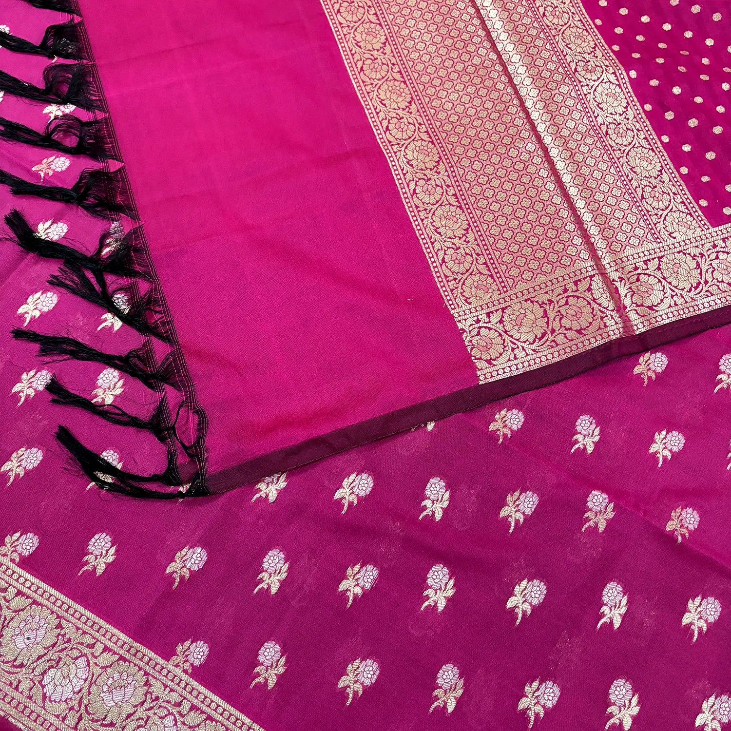 Pink Zari Katan Silk Banarasi Suit