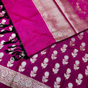 Pink Zari Katan Silk Banarasi Suit