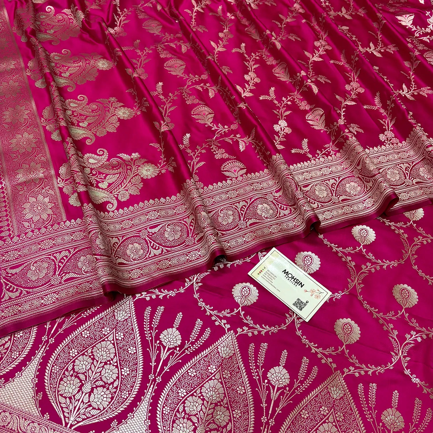 Pink Zari Katan Silk Banarasi Suit