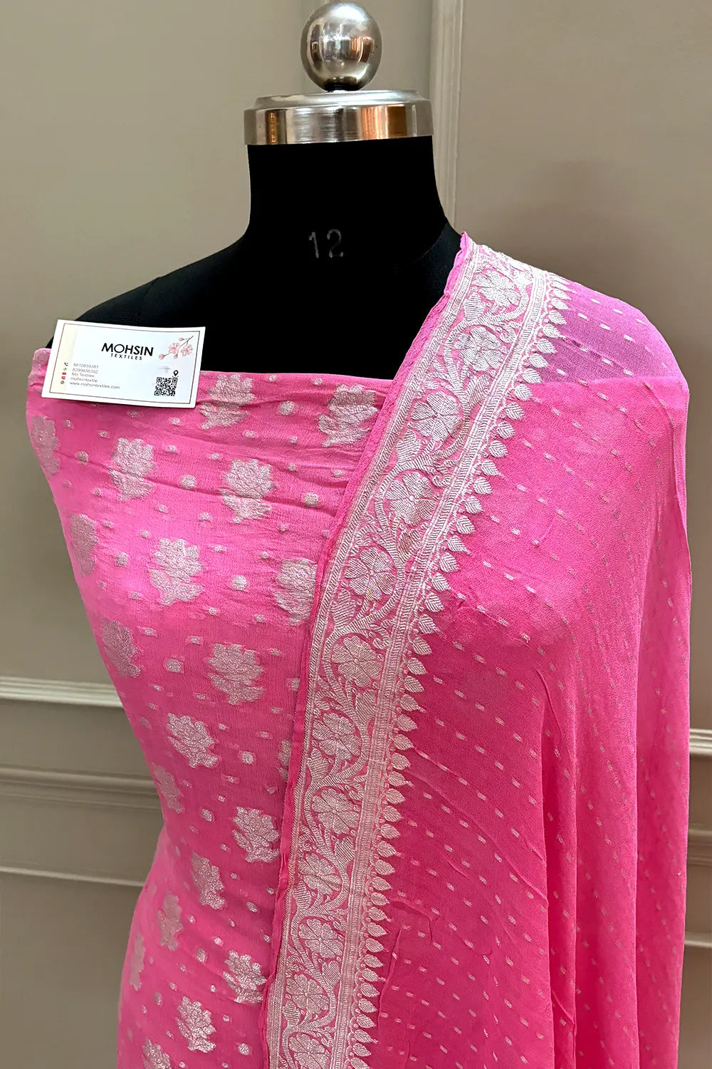 Pink Zari Pure Georgette Silk Banarasi Suit
