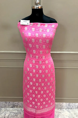 Pink Zari Pure Georgette Silk Banarasi Suit