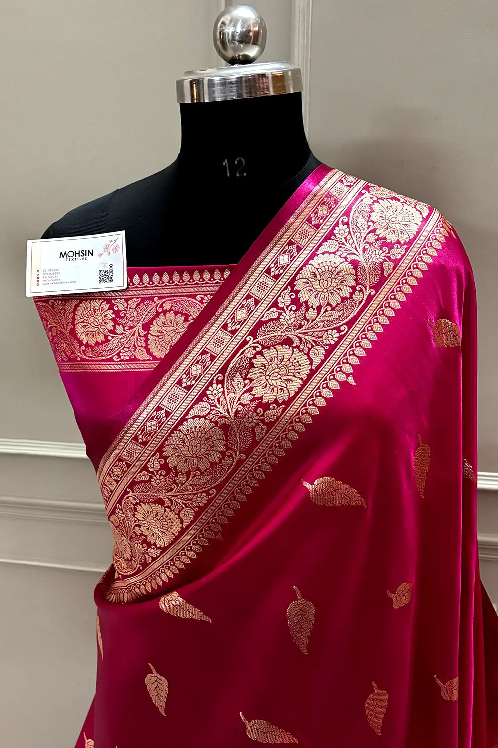 Pink Zari Satin Silk Banarasi Saree