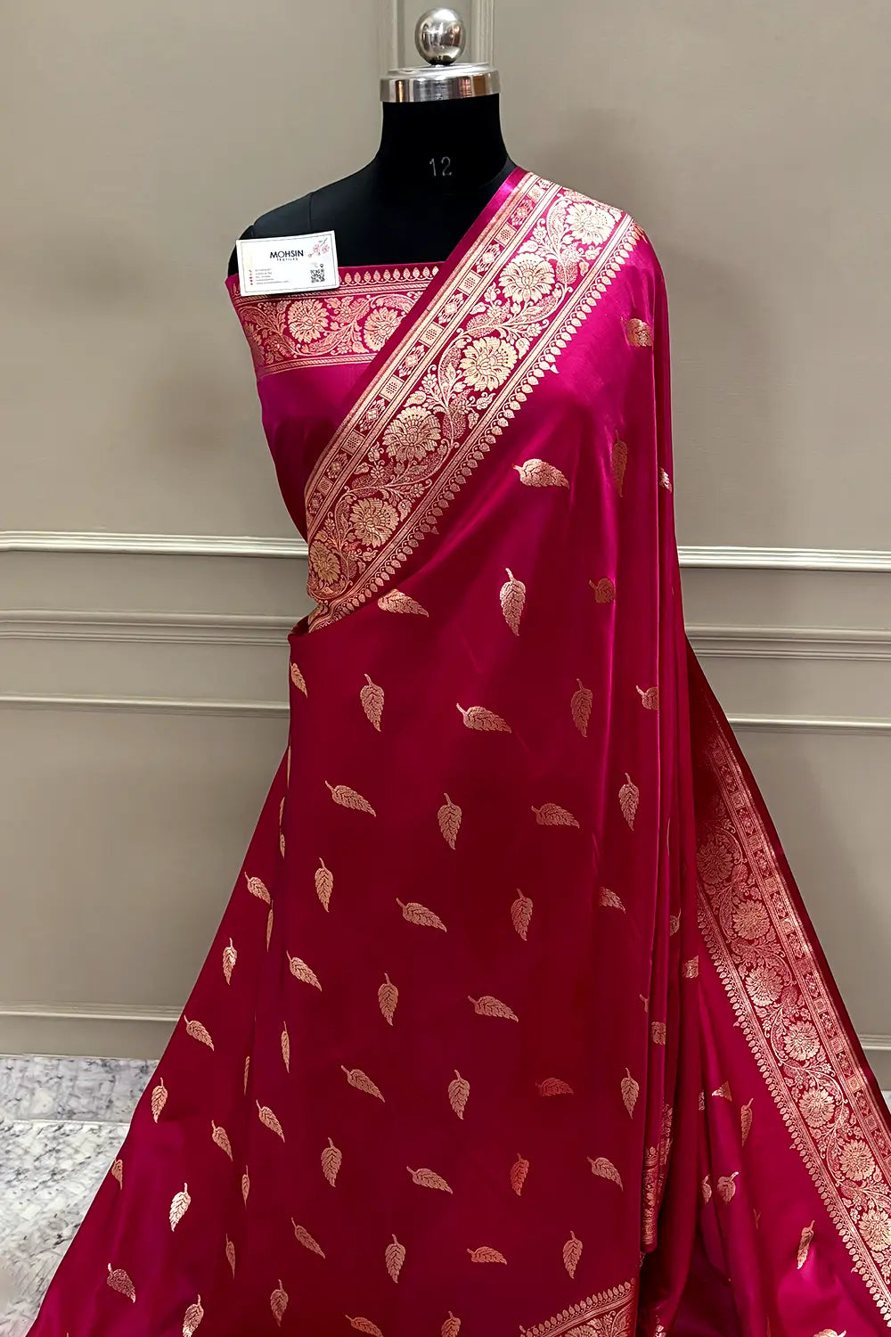 Pink Zari Satin Silk Banarasi Saree