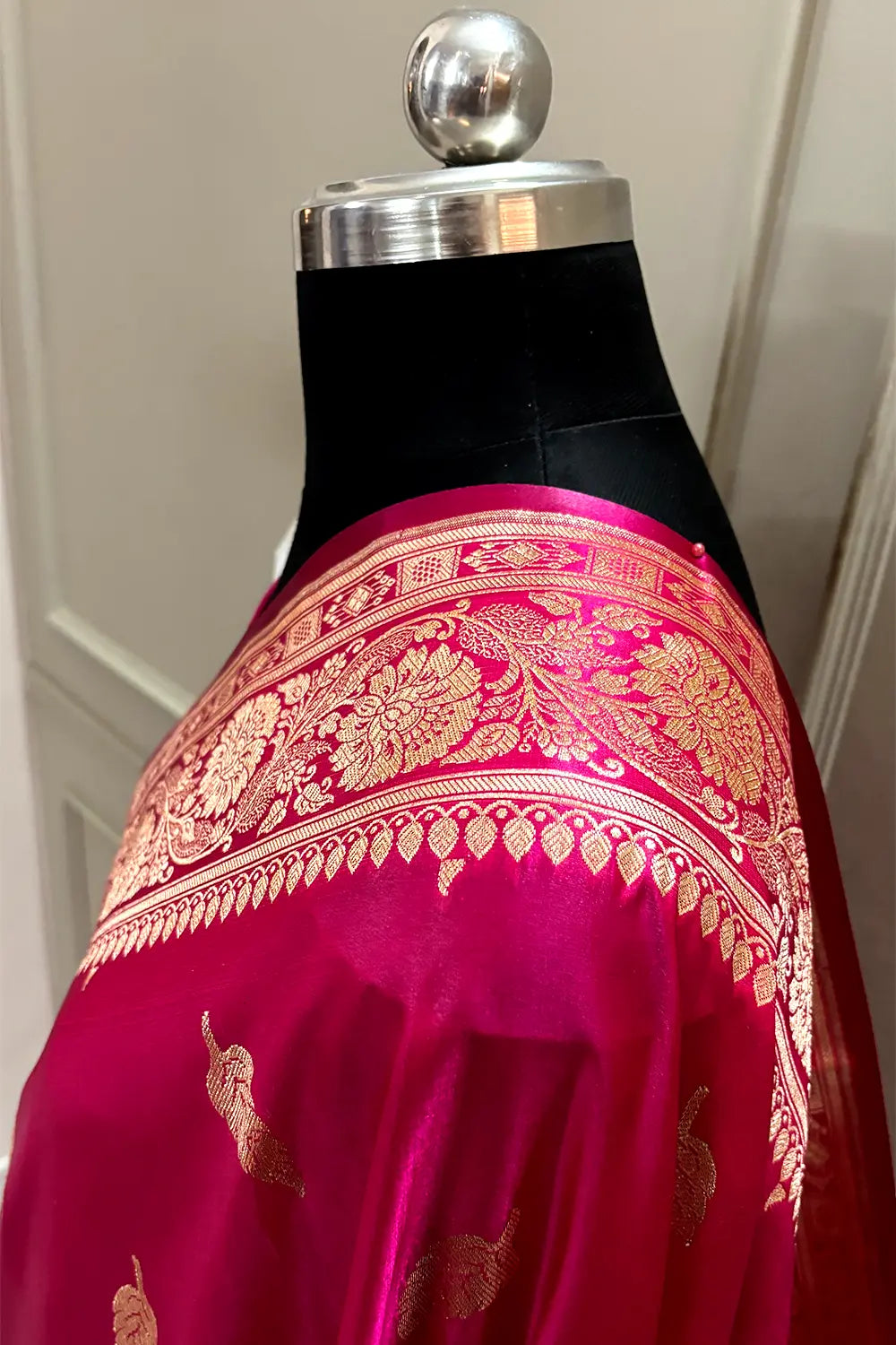 Pink Zari Satin Silk Banarasi Saree