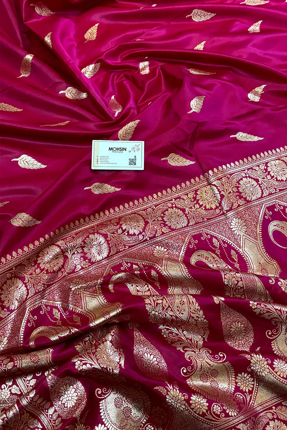 Pink Zari Satin Silk Banarasi Saree