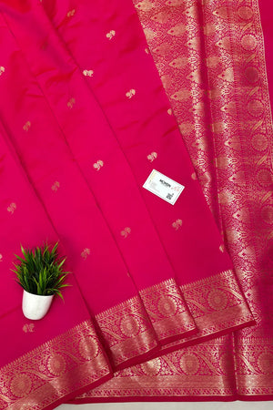 Pink Zari Semi Katan Silk Banarasi Saree