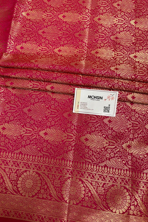 Pink Zari Semi Katan Silk Banarasi Saree