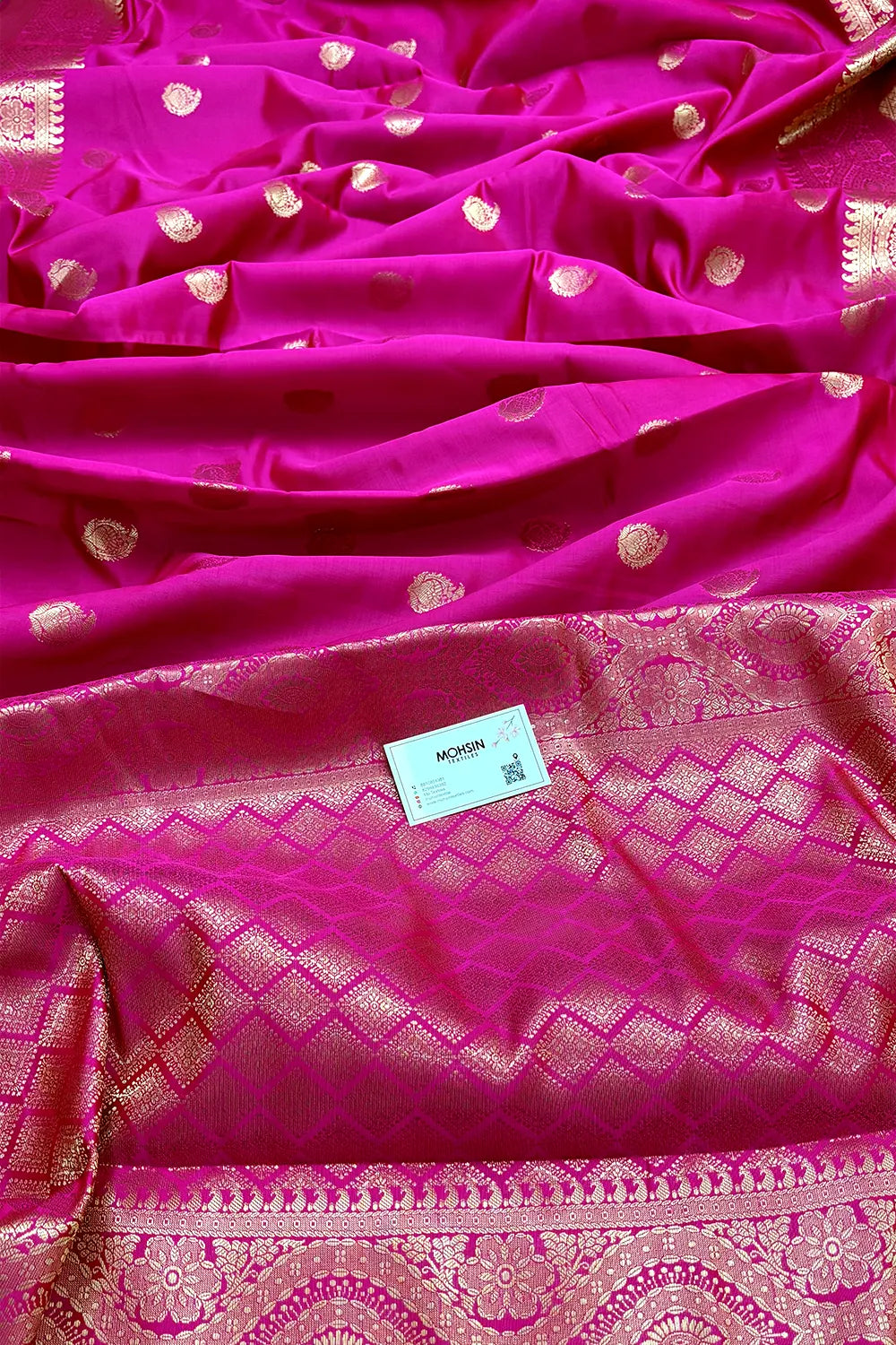 Pink  Zari Semi Katan Silk Banarasi Saree