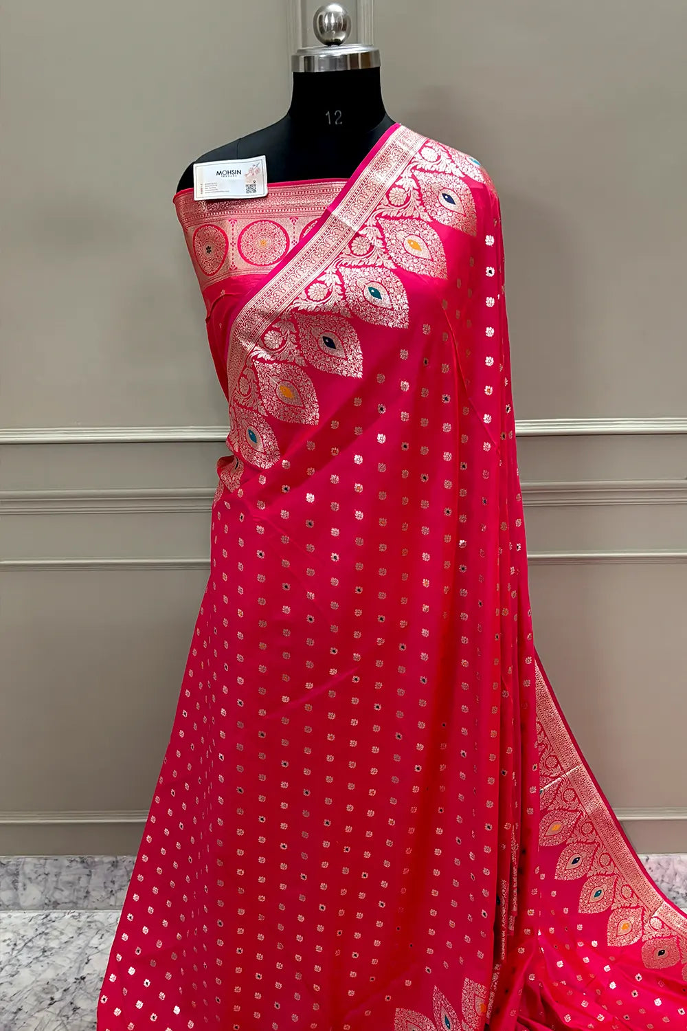 Pink Zari Silk Banarasi Saree
