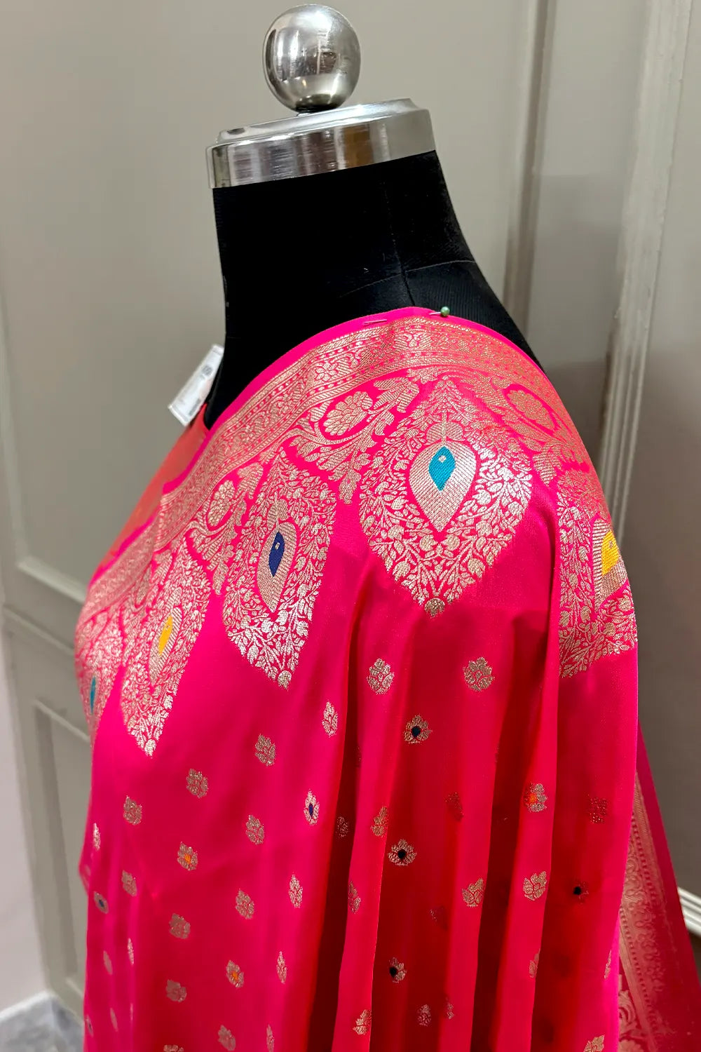 Pink Zari Silk Banarasi Saree