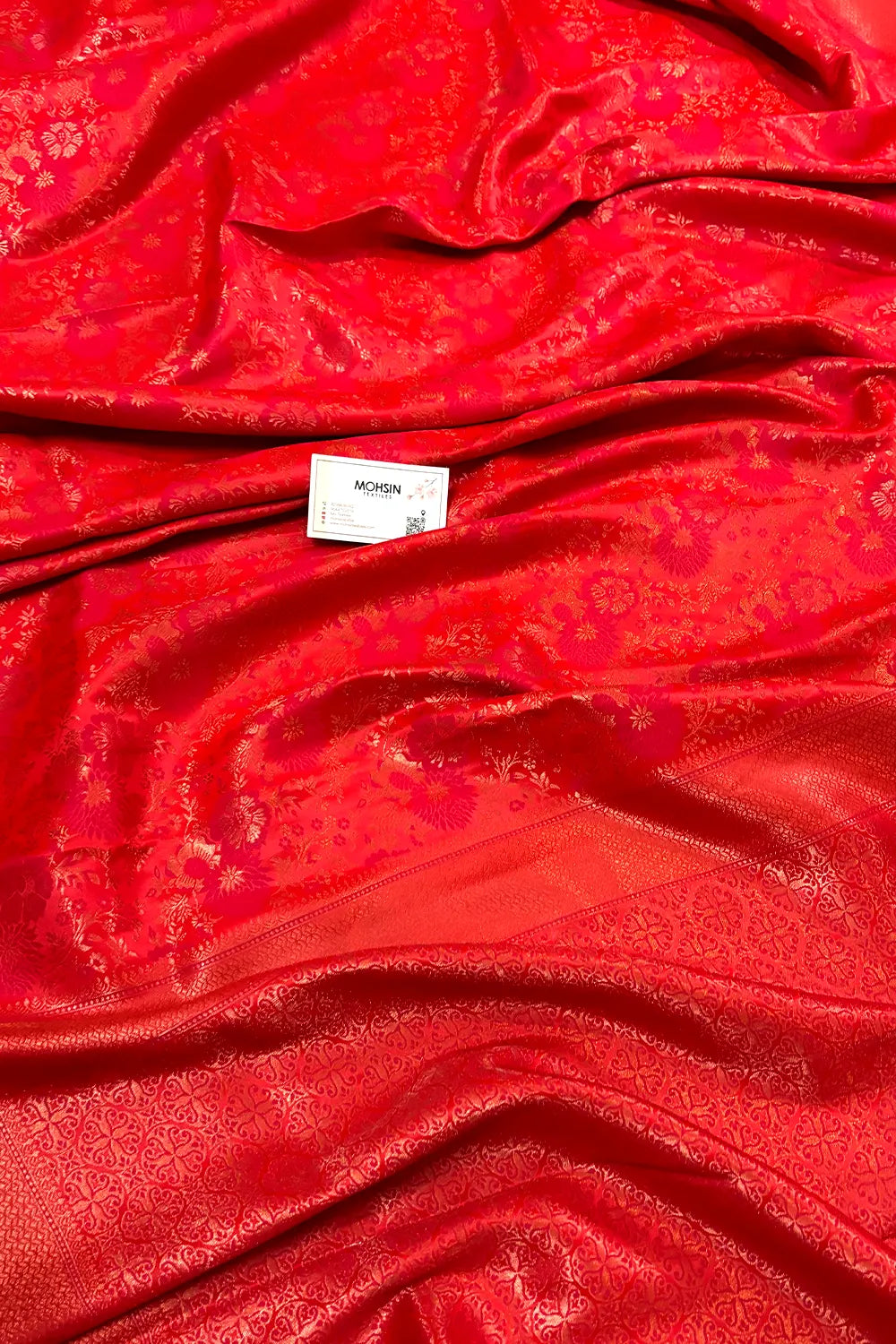 Pinkish Red Banarasi Silk Saree