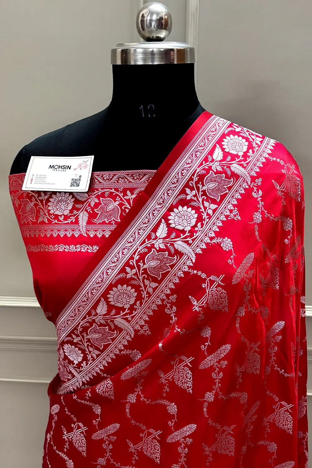 Pinkish Red Masakali Katan Mashru Silk Banarasi Saree