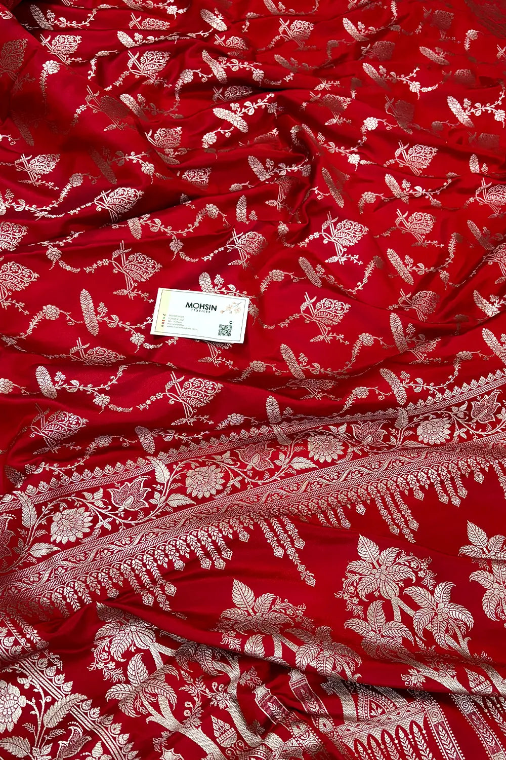 Pinkish Red Masakali Katan Mashru Silk Banarasi Saree