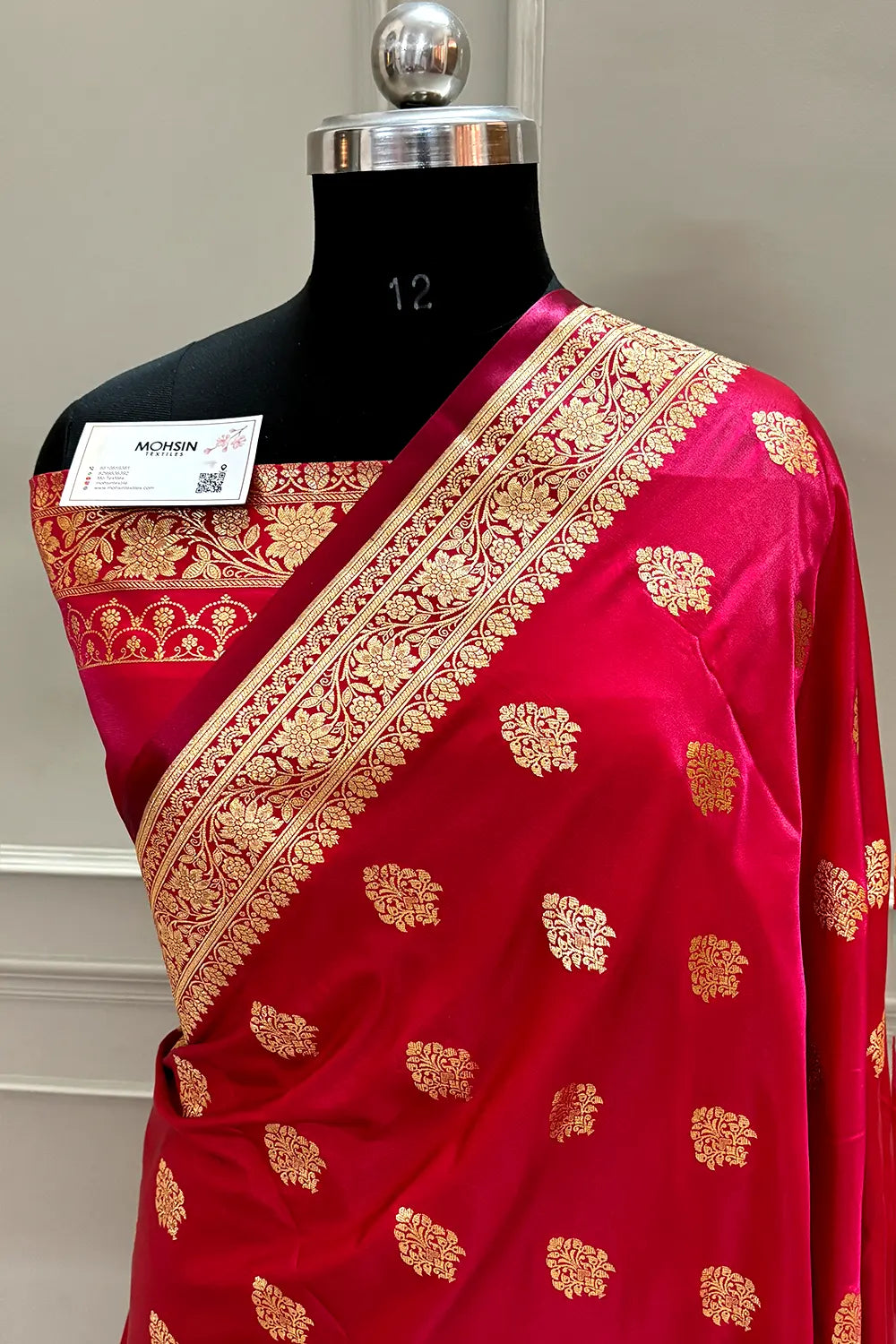 Pinkish Red Zari Katan Silk Banarasi Saree