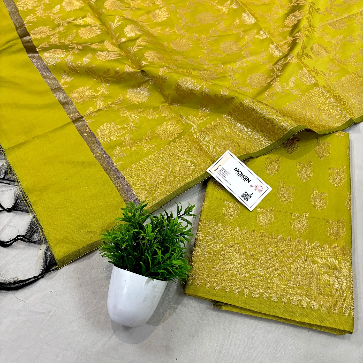 Pista Chirag Buti Satin Silk Banarasi Suit