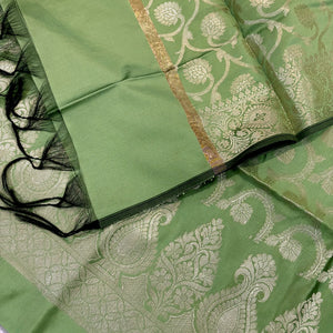 Pista Kalgha Jaal Satin Silk Banarasi Suit