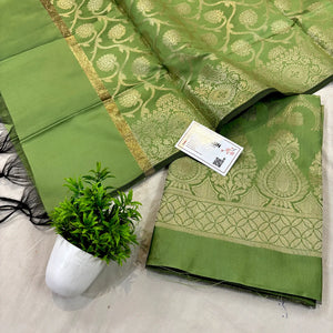 Pista Kalgha Jaal Satin Silk Banarasi Suit