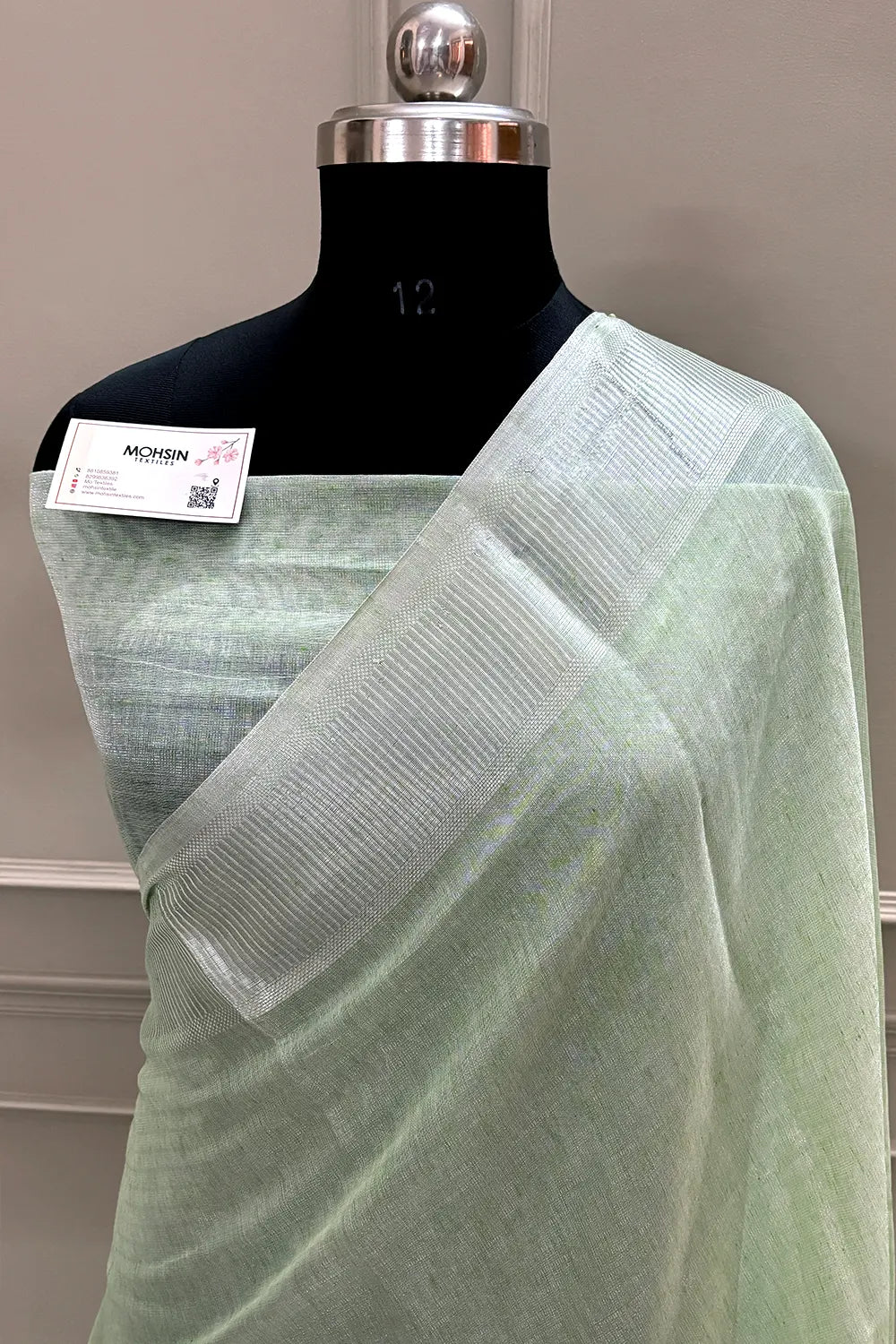 Pista Linen Silk Banarasi Saree