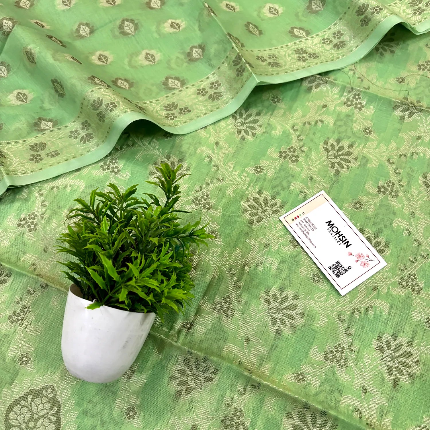 Pista Mogambo Jaal Cotton Silk Banarasi Suit