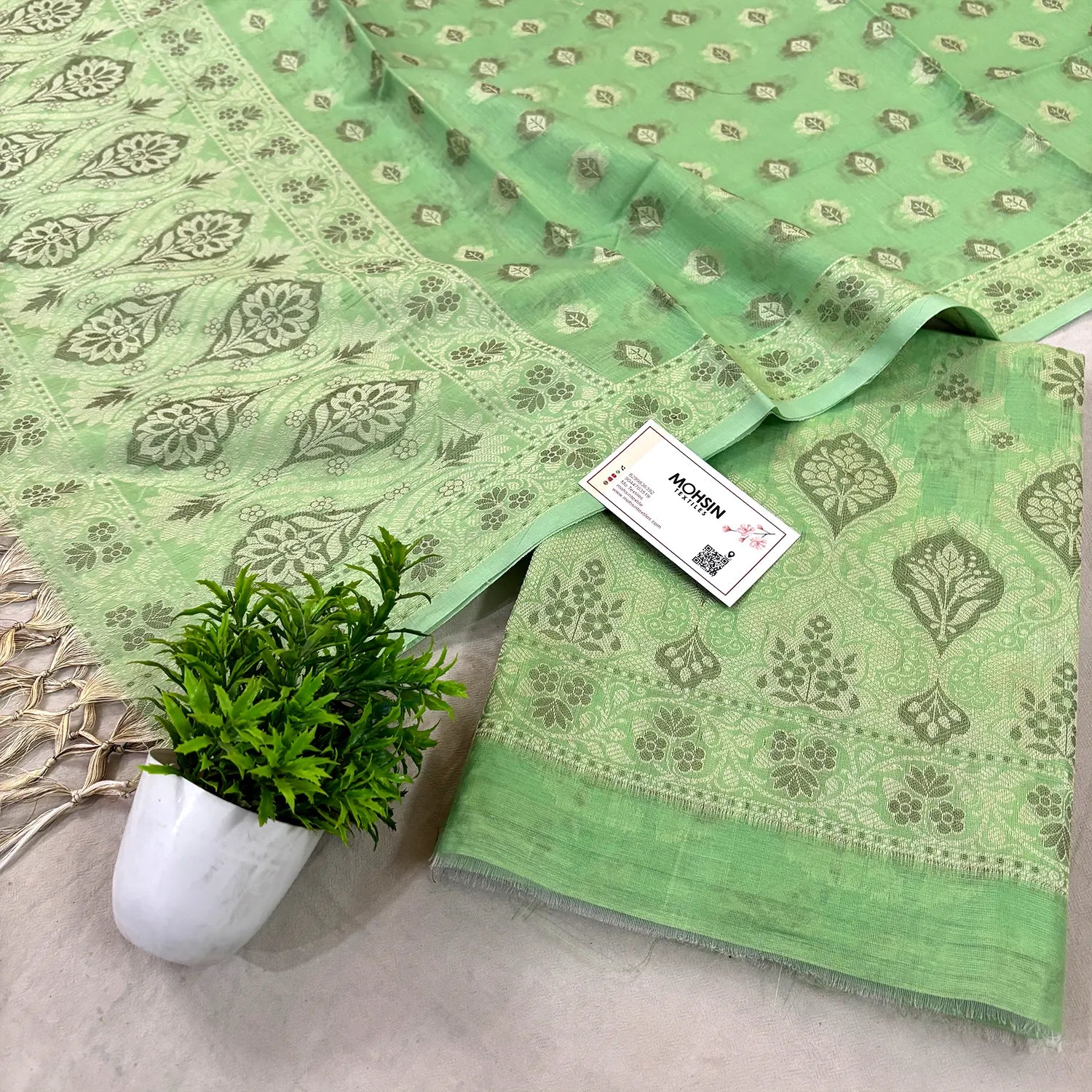 Pista Mogambo Jaal Cotton Silk Banarasi Suit