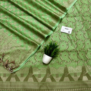Pista Namo Ghat Cotton Silk Banarasi Suit