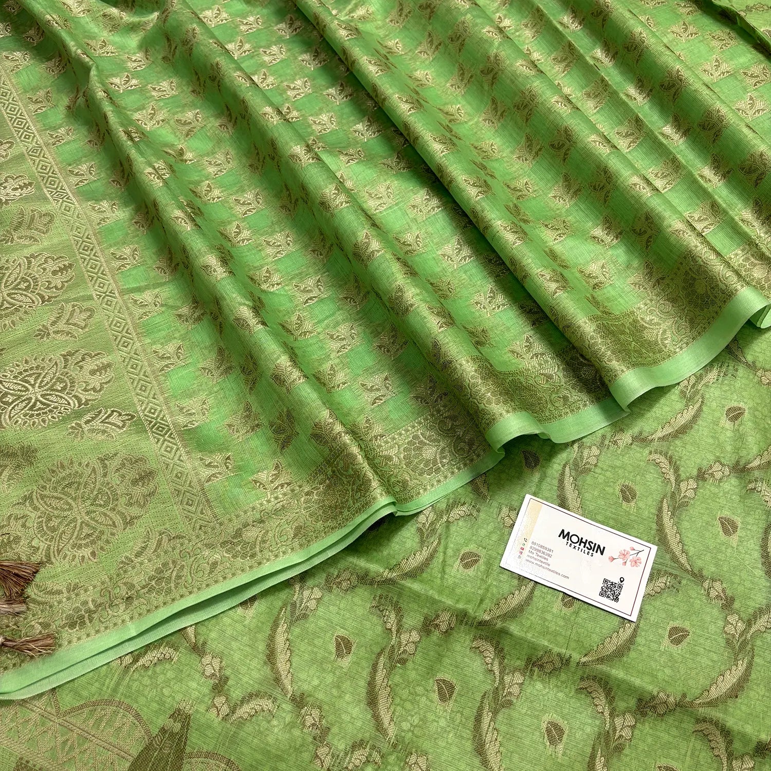 Pista Namo Ghat Cotton Silk Banarasi Suit