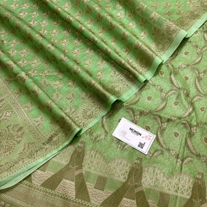 Pista Namo Ghat Cotton Silk Banarasi Suit