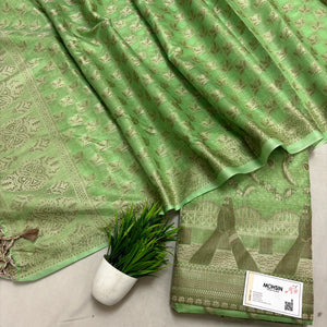 Pista Namo Ghat Cotton Silk Banarasi Suit