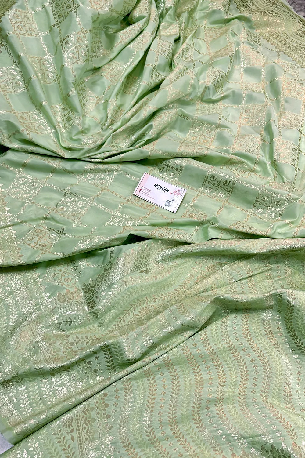 Pista Pi Jaal Katan Silk Banarasi Saree