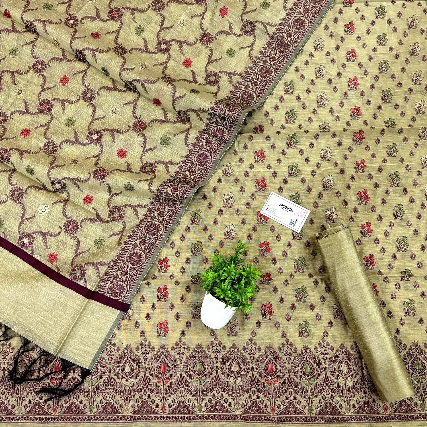 Pista Resham Banarasi Silk Suit