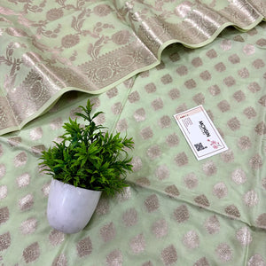 Pista Singhasan Buti Satin Silk Banarasi Suit